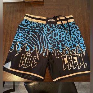 KILL CREW BSEM FIGHT SHORTS - RELAXED CUT (BLUE/GOLD) SIZE LARGE